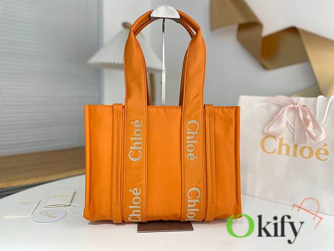 Okify Chloe Medium Woody Bag In Pumpkin Orange 37x26x12cm - 1