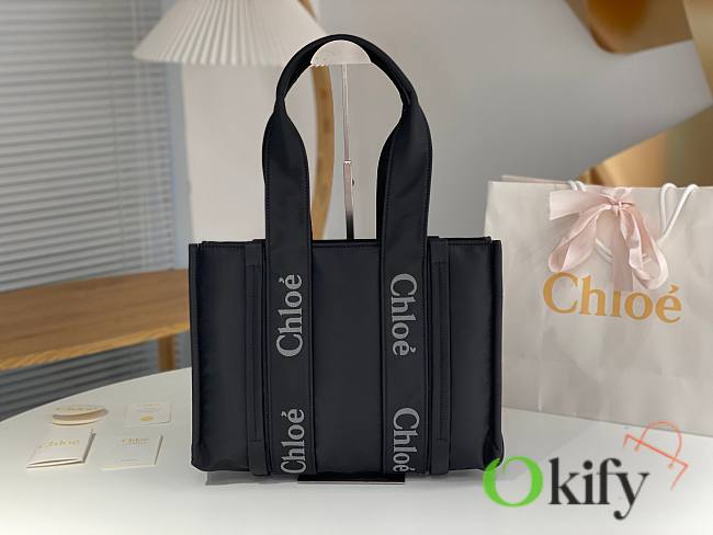 Okify Chloe Large Woody Bag In Black 42x31.5x13.5cm - 1