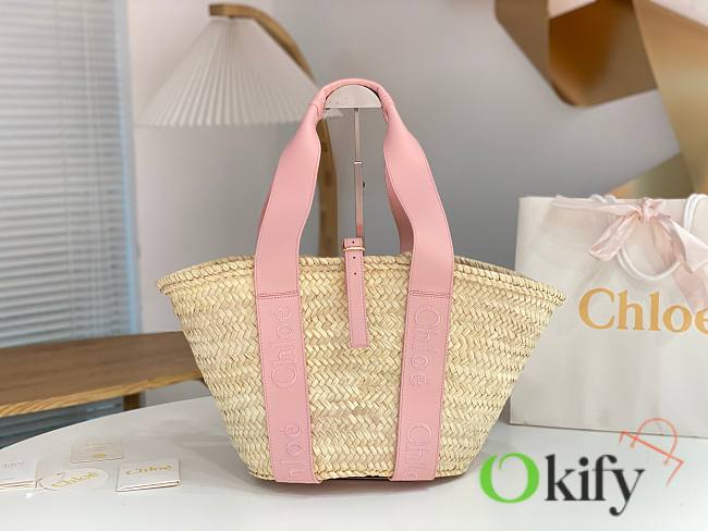 Okify Chloe Sense Basket Bag In Pink 45x24x18cm - 1
