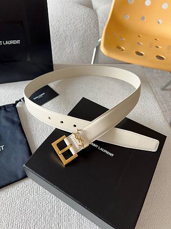Okify YSL White Belt 30mm With Gold Hardware