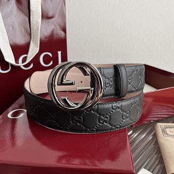 Okify Gucci Black Belt 40mm With Silver Hardware