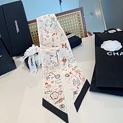 Okify CC Twill Silk Scarf In White Galaxy 120x6cm - 3