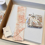 Okify Dior Twill Silk Scarf In Pink Forest 105x6cm - 4