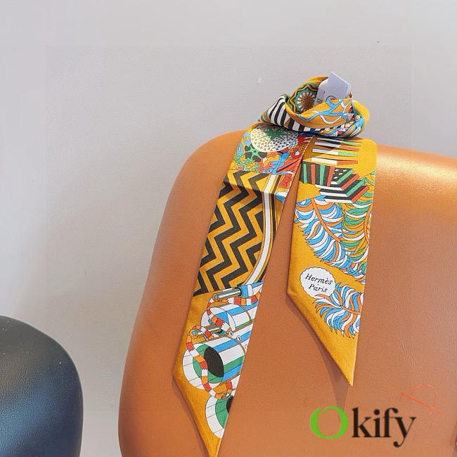 Okify Hermes From the Umbrella Showdown Twill Silk Scarf 5x86cm - 1
