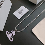 Okify Vivienne Westwood Silver Necklace With Purple Charm 60cm  - 6