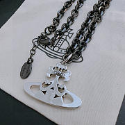 Okify Vivienne Westwood Black Necklace With White Charm 60cm  - 5
