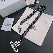 Okify Vivienne Westwood Black Necklace With White Charm 60cm  - 4