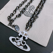 Okify Vivienne Westwood Black Necklace With White Charm 60cm  - 2