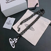 Okify Vivienne Westwood Black Necklace With White Charm 60cm  - 1