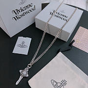 Okify Vivienne Westwood Silver Necklace With Saturn Key Charm 60cm  - 4