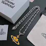 Okify Vivienne Westwood Silver Necklace With Yellow Heart Charm 60cm  - 5