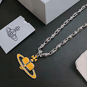 Okify Vivienne Westwood Silver Necklace With Yellow Heart Charm 60cm  - 6