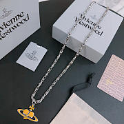 Okify Vivienne Westwood Silver Necklace With Yellow Heart Charm 60cm  - 4