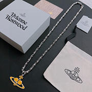Okify Vivienne Westwood Silver Necklace With Yellow Heart Charm 60cm  - 2