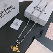 Okify Vivienne Westwood Silver Necklace With Yellow Heart Charm 60cm  - 3