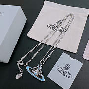 Okify Vivienne Westwood Silver Necklace With Star Heart Charm 60cm  - 1