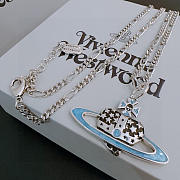 Okify Vivienne Westwood Silver Necklace With Star Heart Charm 60cm  - 5
