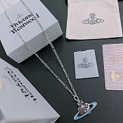 Okify Vivienne Westwood Silver Necklace With Star Heart Charm 60cm  - 4