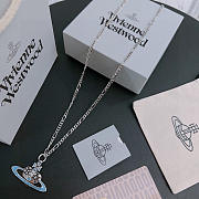 Okify Vivienne Westwood Silver Necklace With Star Heart Charm 60cm  - 2