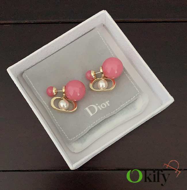 Okify Dior Drop Earrings With Pink Pearl  - 1