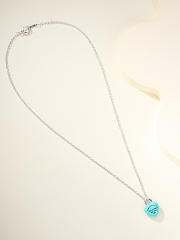 Okify Tiffany Silver Necklace With Blue Heart - 5