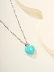 Okify Tiffany Silver Necklace With Blue Heart - 4