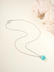 Okify Tiffany Silver Necklace With Blue Heart - 3