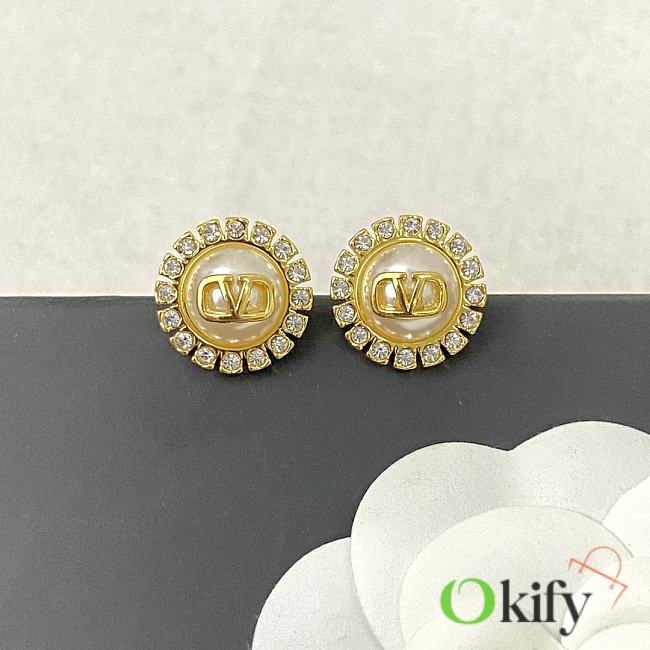 Okify Valentino Gold Stud Earrings With Pearl - 1