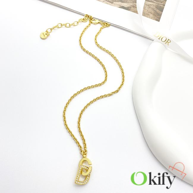 Okify Dior Gold Necklace With CD Charm - 1