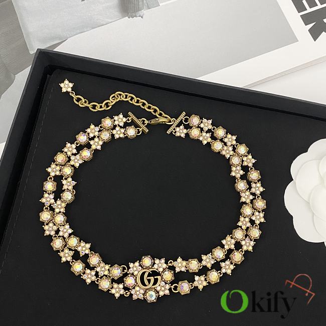 Okify Gucci Gold Necklace With Flower - 1