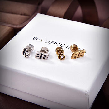 Okify Balenciaga Silver Stud Earrings