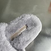 Okify Louis Vuitton Gray Fur Slippers  - 2