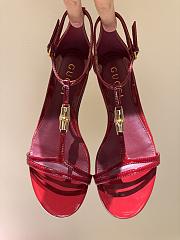 Okify Gucci Gold Bamboo Buckle Sandals In Red With Flat/9.5cm Heel Height - 1