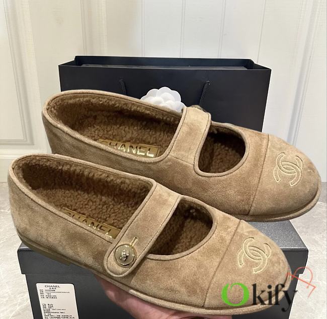 Okify CC Light Brown Mary Jane Shoes - 1
