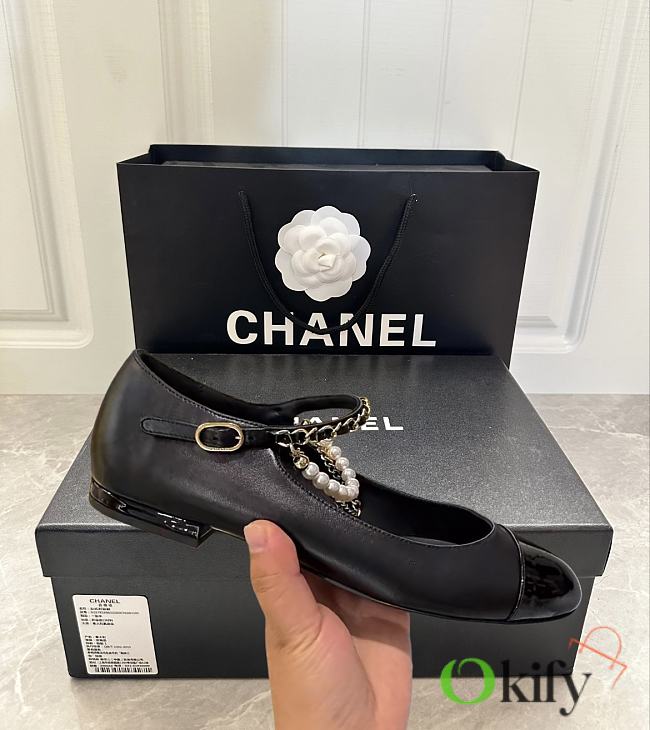 Okify CC Black Mary Jane Shoes With Pearl - 1