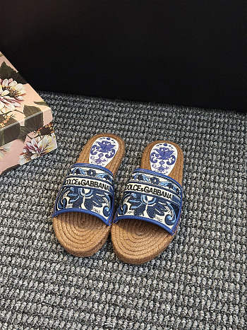 Okify Dolce & Gabbana Blue Slides With Braided Soles