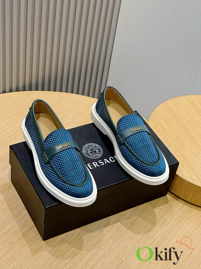 Okify Versace Blue Men Loafers - 1