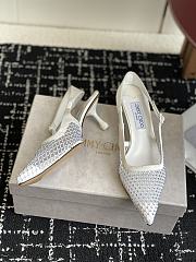 Okify Jimmy Choo White Mesh Slingback  - 6