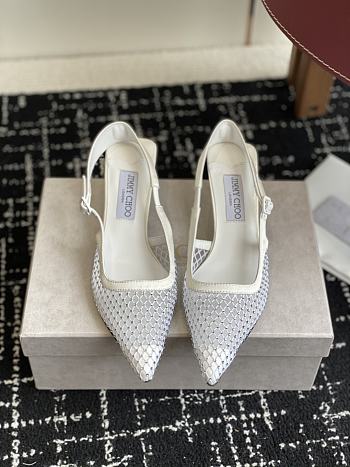 Okify Jimmy Choo White Mesh Slingback 
