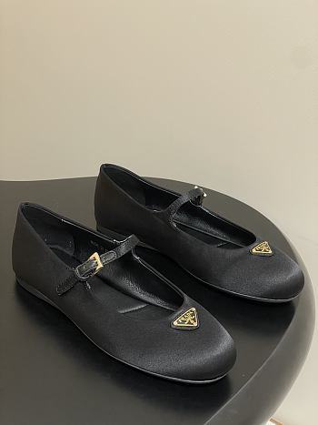 Okify Prada Black Silk Satin Ballet Shoes 