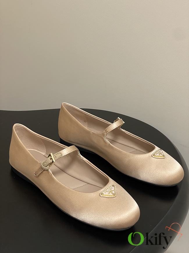Okify Prada Beige Silk Satin Ballet Shoes  - 1