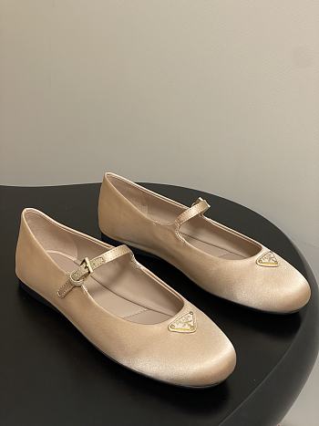 Okify Prada Beige Silk Satin Ballet Shoes 