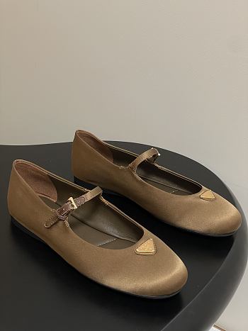 Okify Prada Brown Silk Satin Ballet Shoes 