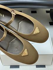 Okify Prada Brown Silk Satin Ballet Shoes  - 2