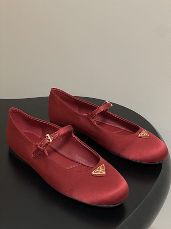 Okify Prada Red Silk Satin Ballet Shoes 