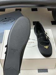 Okify Prada Black Silk Satin Ballet Shoes With 2 Straps  - 6