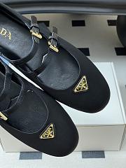 Okify Prada Black Silk Satin Ballet Shoes With 2 Straps  - 5