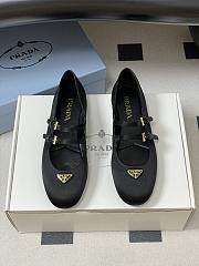 Okify Prada Black Silk Satin Ballet Shoes With 2 Straps  - 4