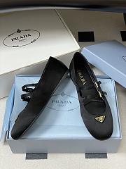 Okify Prada Black Silk Satin Ballet Shoes With 2 Straps  - 3