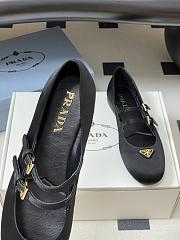 Okify Prada Black Silk Satin Ballet Shoes With 2 Straps  - 2